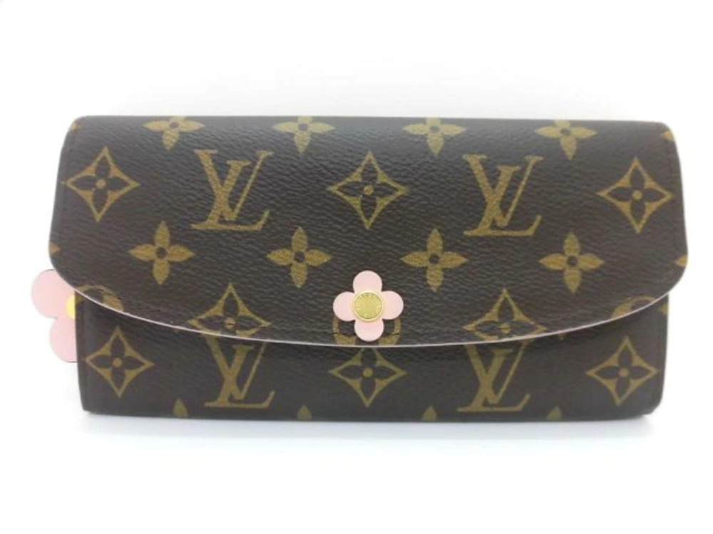 LOUIS VUITTON Portefeuille Emilie Flower Brown Hot Pink